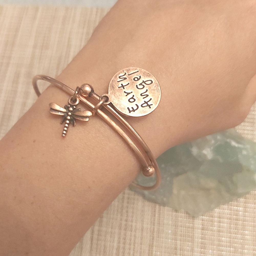Earth Angel bangle adjustable bangle bracelet charms coppertone